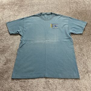 Unbranded Graphic T-Shirt Mens Large Blue Crew Neck Short Sleeve Casual Cotton